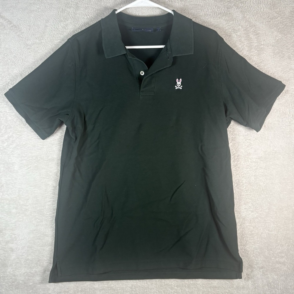 Psycho Bunny Polo Shirt Short Sleeve Mens 6 Large‎ Pima Cotton Skull Logo Green